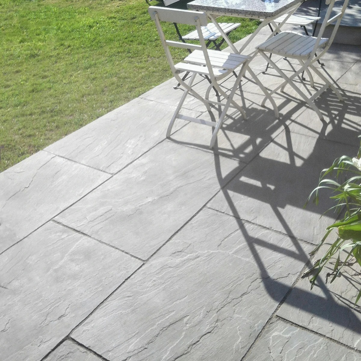 Kandla Grey Indian Sandstone Paving Slabs - Tumbled - 600x600 - 22mm